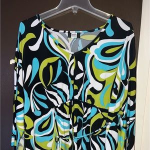 ‘Studio 1940’ Printed Tunic with Slit Bell Sleeves (Plus )